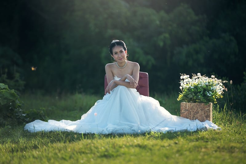Bride in Forest Wedding Dress